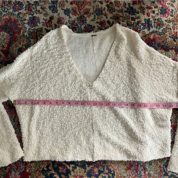 Free People | Cream Textured Knit Cropped Boxy Popcorn Pullover - Picture 14 of 15